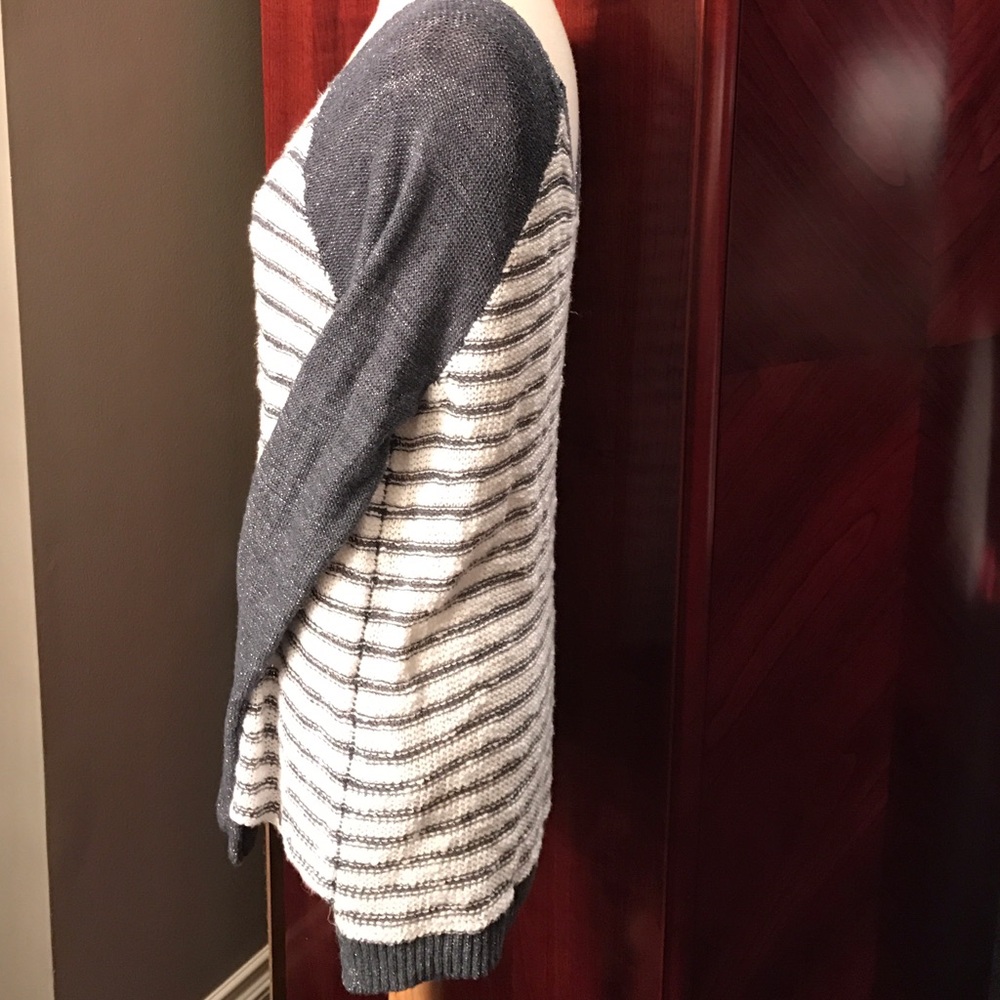 Hollister Blue-Gray Striped Shimmer & Shine Sweater